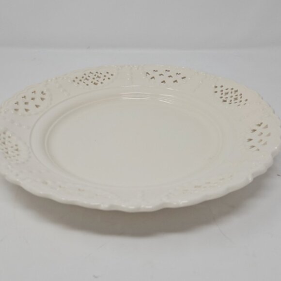 1 Hartley Greens Creamware Pierced Heart Diamonds Rim & Garland Fruit Dish Plate - Picture 5 of 5